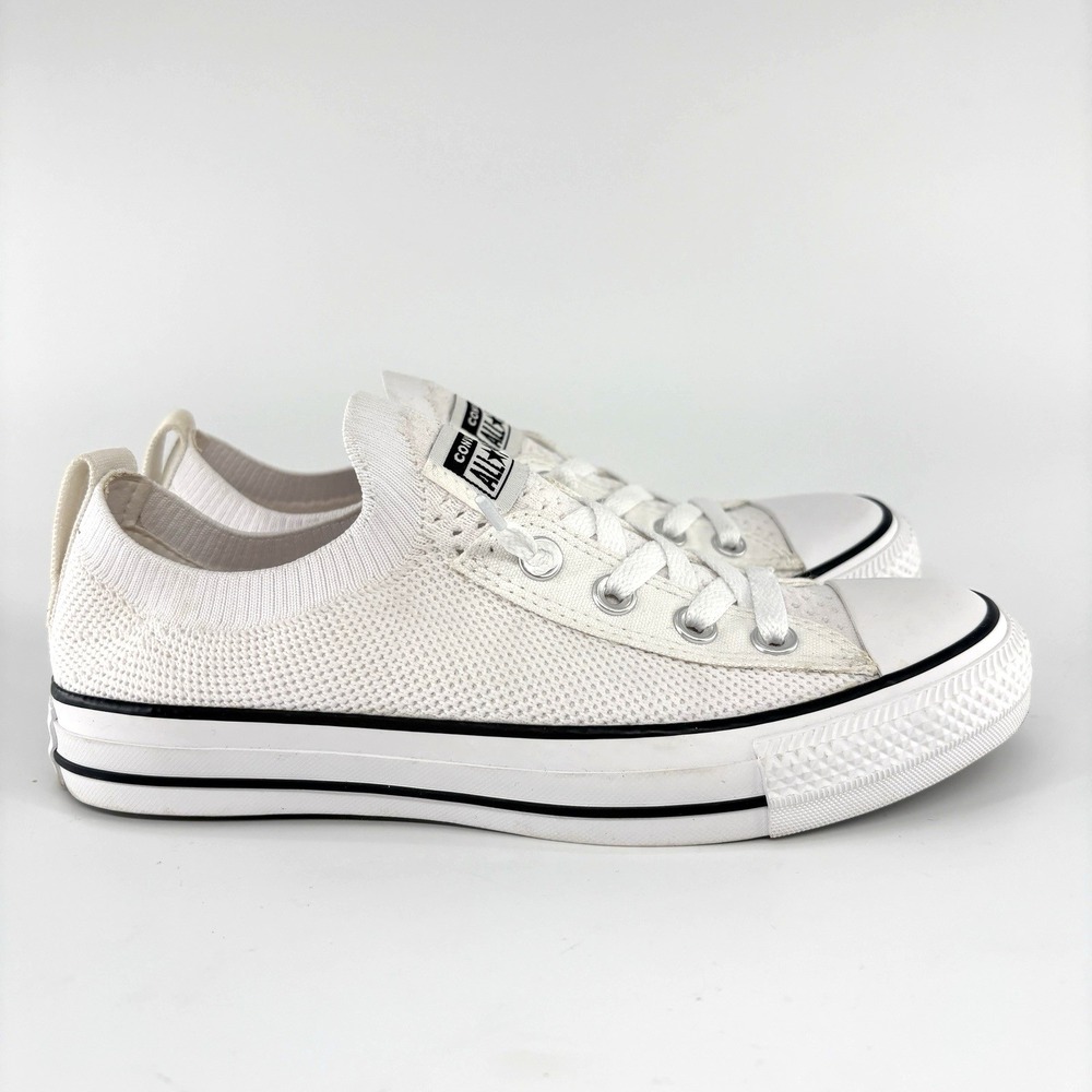 Converse White Knit Low-Top Sneakers with Black Trim